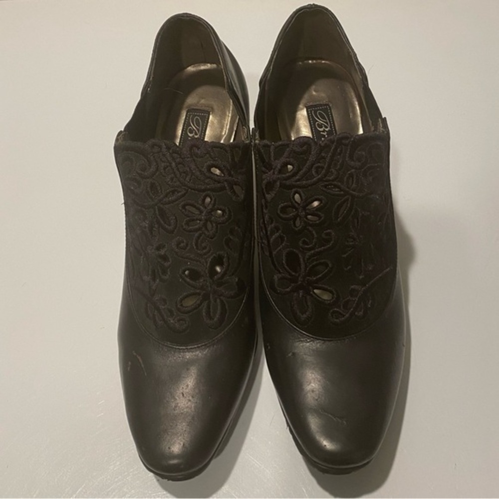 Brighton Black Floral Embroidered Shoes
